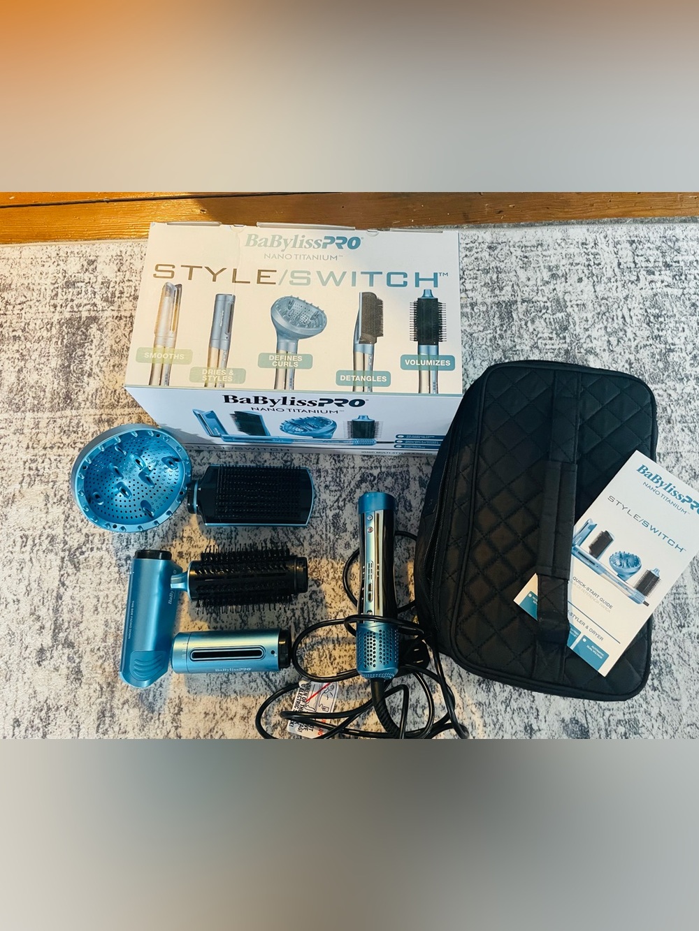 BaBylissPRO Nano Titanium Style/Switch Hot Air Brush Set - Blue